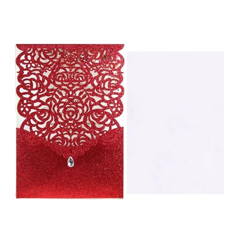 Hochzeitseinladungskarten 25/50 Stück glitzerndes Papier, Hochzeitseinladungskarte, Spitze, Diamant-Tasche, Grußkarte, Druck, Geburtstag, Mariage, Party-Dekoration(Dark Cover Insert,50pcs) von MDSIOKHJ
