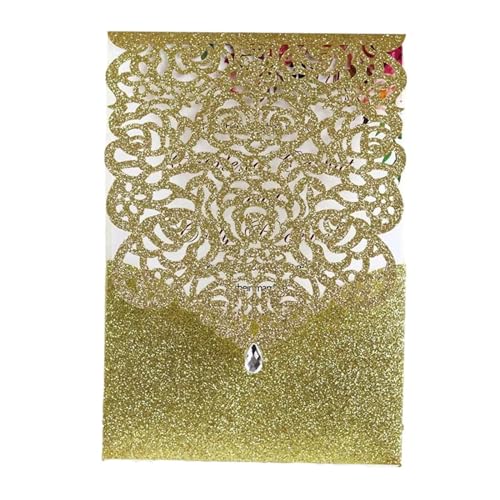 Hochzeitseinladungskarten 25/50 Stück glitzerndes Papier, Hochzeitseinladungskarte, Spitze, Diamant-Tasche, Grußkarte, Druck, Geburtstag, Mariage, Party-Dekoration(Only Gold Cover,25pcs) von MDSIOKHJ