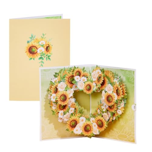 Hochzeitseinladungskarten Pop-up-Grußkarte mit Umschlag, Blumen, Postkarte, Blumen-Geburtstagskarten, Valentinstagsgeschenke, kreative Heimdekoration(Sunflower Love) von MDSIOKHJ