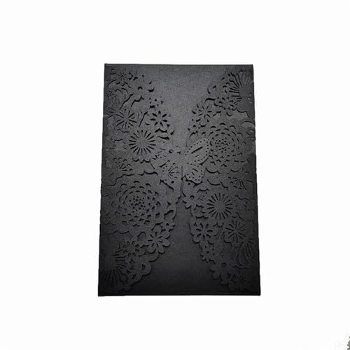 MDSIOKHJ Hochzeitseinladungskarten 10 Stück Glitzer-Schmetterling-Einladungskarten-Umschläge for Hochzeit, Verlobung, Taufe, Party-Dekoration, Geschenkartikel(Black,With Envelopes) von MDSIOKHJ