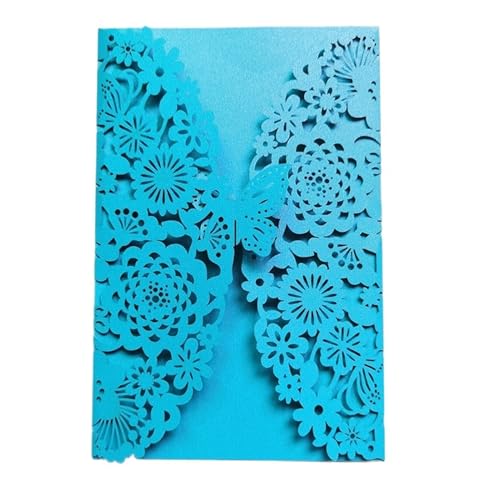 MDSIOKHJ Hochzeitseinladungskarten 10 Stück Glitzer-Schmetterling-Einladungskarten-Umschläge for Hochzeit, Verlobung, Taufe, Party-Dekoration, Geschenkartikel(Deep Blue,With Envelopes) von MDSIOKHJ