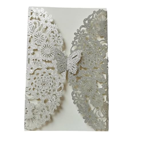 MDSIOKHJ Hochzeitseinladungskarten 10 Stück Glitzer-Schmetterling-Einladungskarten-Umschläge for Hochzeit, Verlobung, Taufe, Party-Dekoration, Geschenkartikel(Glitter Champagne,With Envelopes) von MDSIOKHJ