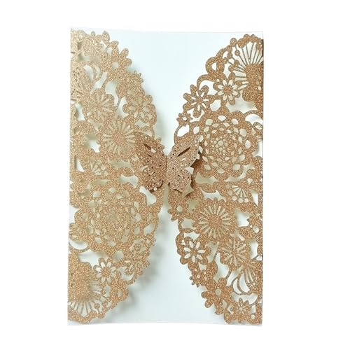 MDSIOKHJ Hochzeitseinladungskarten 10 Stück Glitzer-Schmetterling-Einladungskarten-Umschläge for Hochzeit, Verlobung, Taufe, Party-Dekoration, Geschenkartikel(Glitter Orange,All Set) von MDSIOKHJ