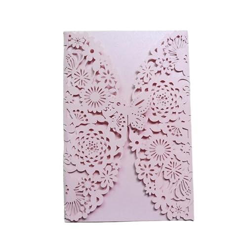 MDSIOKHJ Hochzeitseinladungskarten 10 Stück Glitzer-Schmetterling-Einladungskarten-Umschläge for Hochzeit, Verlobung, Taufe, Party-Dekoration, Geschenkartikel(Pink,With Envelopes) von MDSIOKHJ