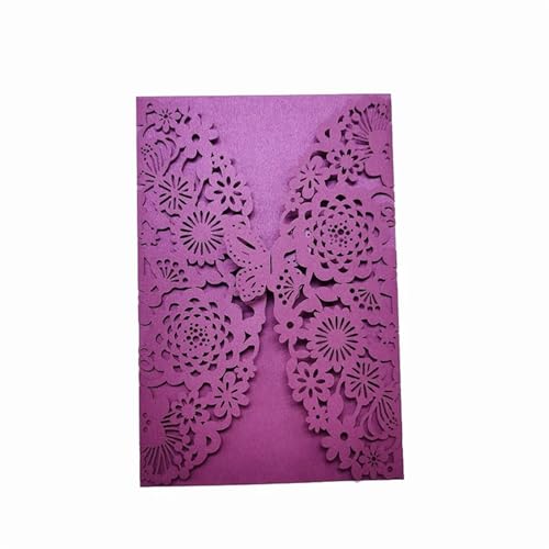 MDSIOKHJ Hochzeitseinladungskarten 10 Stück Glitzer-Schmetterling-Einladungskarten-Umschläge for Hochzeit, Verlobung, Taufe, Party-Dekoration, Geschenkartikel(Purple,With White Inner) von MDSIOKHJ