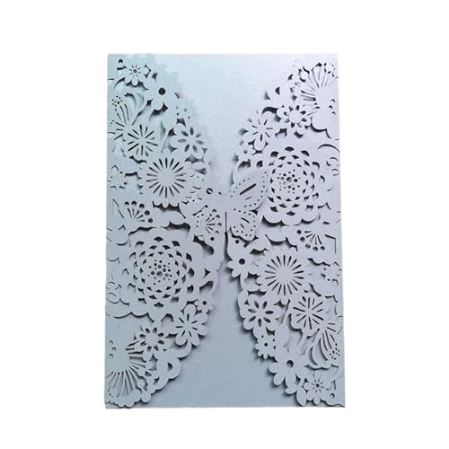 MDSIOKHJ Hochzeitseinladungskarten 10 Stück Glitzer-Schmetterling-Einladungskarten-Umschläge for Hochzeit, Verlobung, Taufe, Party-Dekoration, Geschenkartikel(Silver grey,Only Cover) von MDSIOKHJ