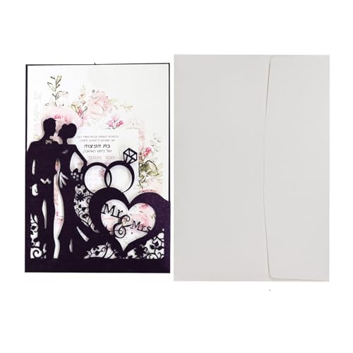 MDSIOKHJ Hochzeitseinladungskarten 10 Stück lasergeschnittene Hochzeitseinladungskarten, Ringe, elegante Braut- und Bräutigam-Grußkarte, Valentinstag, Hochzeit, Partybevorzugung, Dekor(One Set Black) MDSIOKHJ Hochzeitseinladungskarten 10 Stück lasergeschnittene Hochzeitseinladungskarten, Ringe, elegante Braut- und Bräutigam-Grußkarte, Valentinstag, Hochzeit, Partybevorzugung, Dekor(One Set Black) von MDSIOKHJ