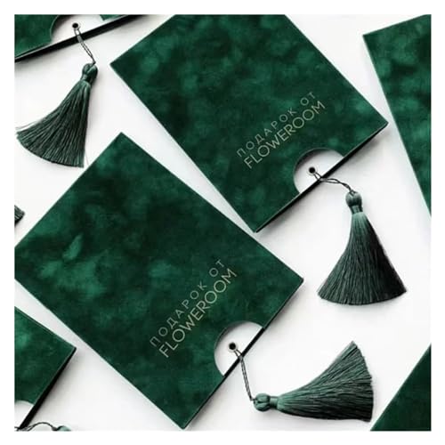 MDSIOKHJ Hochzeitseinladungskarten 100 Stück Flanell-Stil-Umschläge und Quasten, handgefertigte individuelle Hochzeitseinladungskarte(Green,100 piece) von MDSIOKHJ