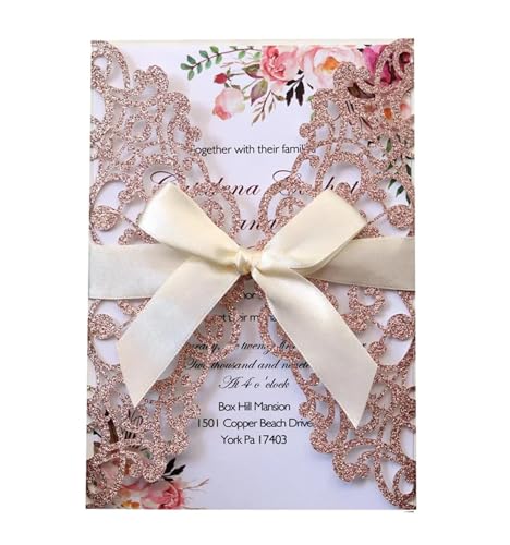MDSIOKHJ Hochzeitseinladungskarten 25/50/100 Stück Hochzeitseinladungskarten, Verlobung, Hochzeit, Party, Dekoration(Apple gold,25pcs) von MDSIOKHJ
