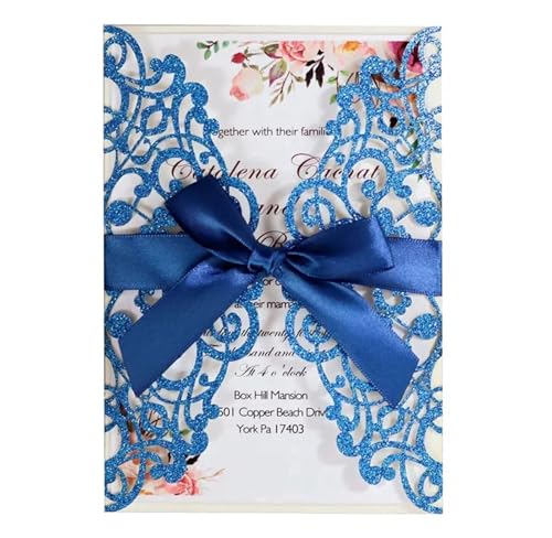 MDSIOKHJ Hochzeitseinladungskarten 25/50/100 Stück Hochzeitseinladungskarten, Verlobung, Hochzeit, Party, Dekoration(Blue,25pcs) von MDSIOKHJ