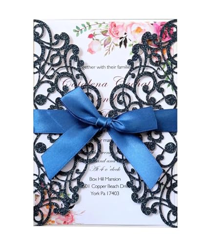 MDSIOKHJ Hochzeitseinladungskarten 25/50/100 Stück Hochzeitseinladungskarten, Verlobung, Hochzeit, Party, Dekoration(Deep blue,100pcs) von MDSIOKHJ