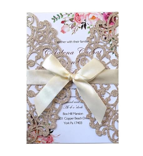MDSIOKHJ Hochzeitseinladungskarten 25/50/100 Stück Hochzeitseinladungskarten, Verlobung, Hochzeit, Party, Dekoration(Rose gold,100pcs) von MDSIOKHJ