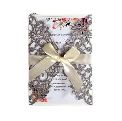 MDSIOKHJ Hochzeitseinladungskarten 25/50/100 Stück Hochzeitseinladungskarten, Verlobung, Hochzeit, Party, Dekoration(Silver charcoal,100pcs) von MDSIOKHJ