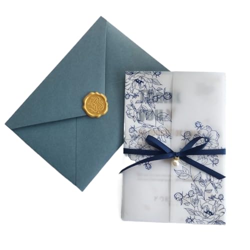 MDSIOKHJ Hochzeitseinladungskarten 50 Stück Einladungen zur Hochzeit, Verlobung, Abschluss, Geburtstag, Grußkarte, Partyzubehör, Geschäft(Blue) von MDSIOKHJ