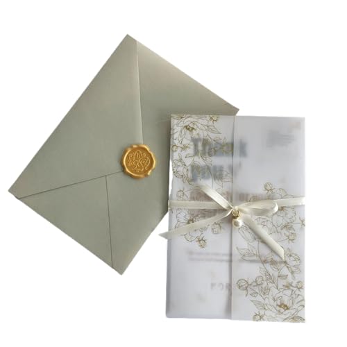 MDSIOKHJ Hochzeitseinladungskarten 50 Stück Einladungen zur Hochzeit, Verlobung, Abschluss, Geburtstag, Grußkarte, Partyzubehör, Geschäft(Gold) von MDSIOKHJ