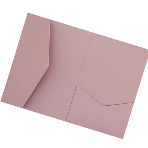 MDSIOKHJ Hochzeitseinladungskarten 50 dreifach gefaltete Hochzeitseinladungskarten mit Rosen-Laserschnitt, Taschen-Einladungsumschlag(Dusty rose,Blank set) von MDSIOKHJ