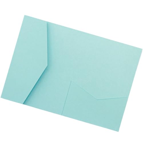 MDSIOKHJ Hochzeitseinladungskarten 50 dreifach gefaltete Hochzeitseinladungskarten mit Rosen-Laserschnitt, Taschen-Einladungsumschlag(Matte light blue,Cover and envelope) von MDSIOKHJ