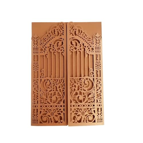 MDSIOKHJ Hochzeitseinladungskarten Metallic Gold Gate Laset Cut Hochzeitseinladungskarten, 50 Sets, personalisierter Druck, Hochzeits-Promi-Partyeinladungen(Bronzed,Custom printing set) von MDSIOKHJ