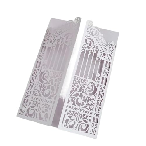 MDSIOKHJ Hochzeitseinladungskarten Metallic Gold Gate Laset Cut Hochzeitseinladungskarten, 50 Sets, personalisierter Druck, Hochzeits-Promi-Partyeinladungen(Lavender,Custom printing set) von MDSIOKHJ