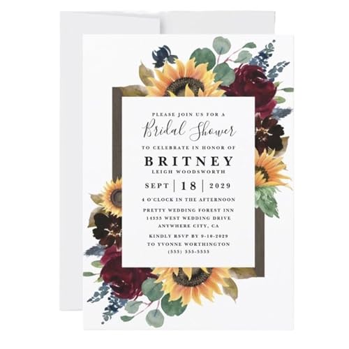 MDSIOKHJ Hochzeitseinladungskarten Personalisierte Hochzeitseinladungskarten Aus Papier. Passen Sie Die Einladung Zur Brautparty An. Aquarell-Hochzeitseinladungen(Design 3,100pcs) von MDSIOKHJ