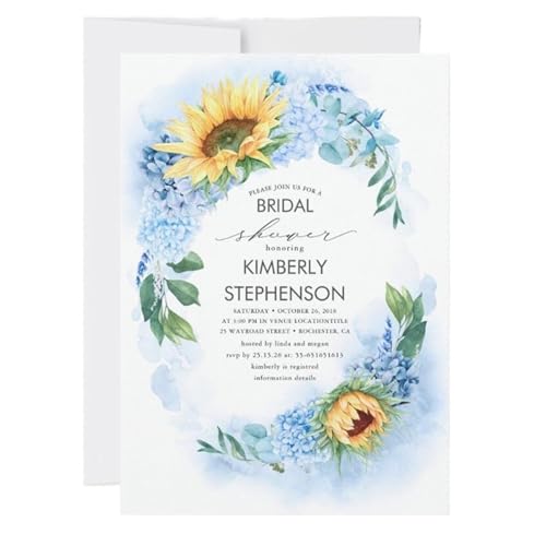 MDSIOKHJ Hochzeitseinladungskarten Personalisierte Hochzeitseinladungskarten Aus Papier. Passen Sie Die Einladung Zur Brautparty An. Aquarell-Hochzeitseinladungen(Design 9,50pcs) von MDSIOKHJ