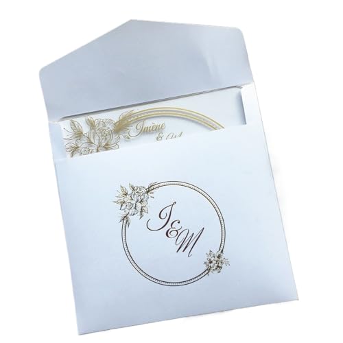MDSIOKHJ Hochzeitseinladungskarten Quadratische Hochzeitseinladungskarten, 10 Stück, individuell bedruckt mit goldenen Worten und weißem Umschlag(Envelop) von MDSIOKHJ