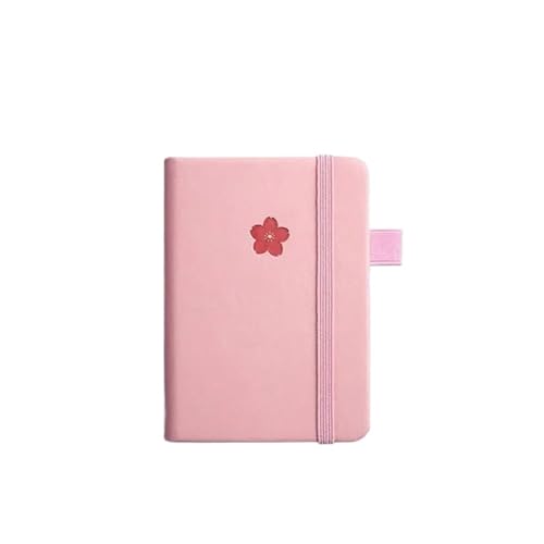 MDSIOKHJ Notizbuch Mini-Taschennotizbuch A7, handgefertigt, Leder, 100 Blatt, Notizblock, tragbar, Reisetagebuch, Planer, Zeitplan, Kawaii, Schulbürobedarf(Light pink) von MDSIOKHJ