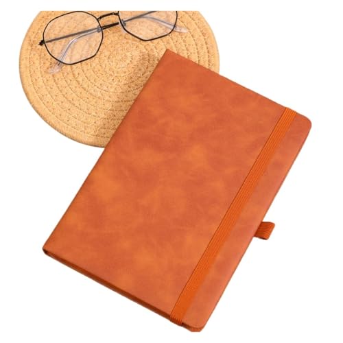 MDSIOKHJ Notizbuch Vintage A5 Lederband Notizbuch mit Leder Notizbuchhülle, personalisiertem Softcover und Lesezeichen, perfekt fürs Business(Khaki) von MDSIOKHJ