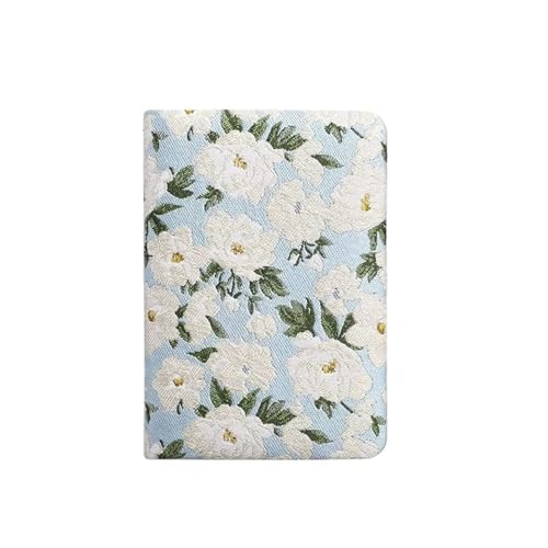 Notizbuch Vintage-Notizbuch mit Stickerei, mattes Finish, bedruckter Notizblock, Baumwollstoffbindung, Studententagebuch, Schreibnotizbuch(A5 Gardenia) von MDSIOKHJ