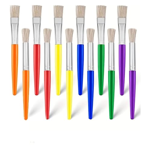 12 Stück Pinsel Bunte Malpinsel Große Dicke Pinsel für Acrylfarbe Waschbare Farbe von MDUPPE