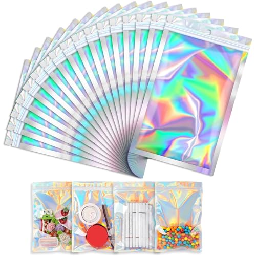120 Stück Mylar Bags, 10 x 6CM Mylar Beutel, Zip Beutel Geschenk, Holografische Folienbeutel mit Verschluss, Baggys Tüten mit Fenster für Schmuck,Lebensmittel,Kleine Unternehmen, Weiß 120 Stück Mylar Bags, 10 x 6CM Mylar Beutel, Zip Beutel Geschenk, Holografische Folienbeutel mit Verschluss, Baggys Tüten mit Fenster für Schmuck,Lebensmittel,Kleine Unternehmen, Weiß von MDUPPE