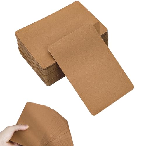 MDUPPE 100 Stück A6 Kraftpapier Karten, 10x15cm Blanko Postkarten 350g/m² Kraftpapier-Karten Set Druckbar Postkarten Blanko Kartenfür Hochzeit, Einladung und Basteln (Braun) von MDUPPE