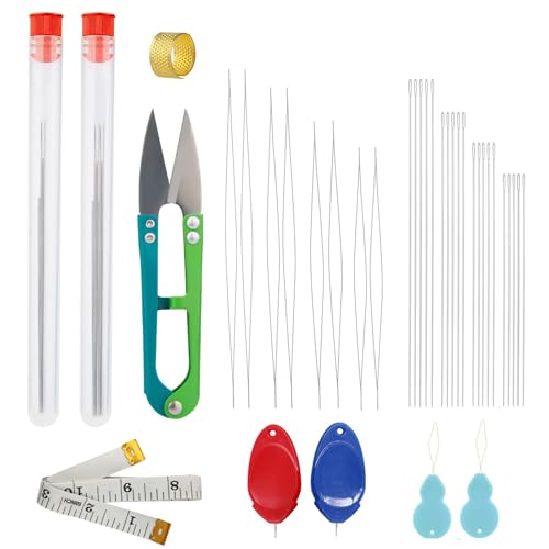 Perlennadel Set 36 Stück, 8 Großen Augen Perlennadeln und 20 Langen Geraden Perlenfadennadeln, Inklusive Schere Nadel Flasche und Karton für DIY die Schmuckherstellung Armbänder Perlennadel Set 36 Stück, 8 Großen Augen Perlennadeln und 20 Langen Geraden Perlenfadennadeln, Inklusive Schere Nadel Flasche und Karton für DIY die Schmuckherstellung Armbänder von MDUPPE