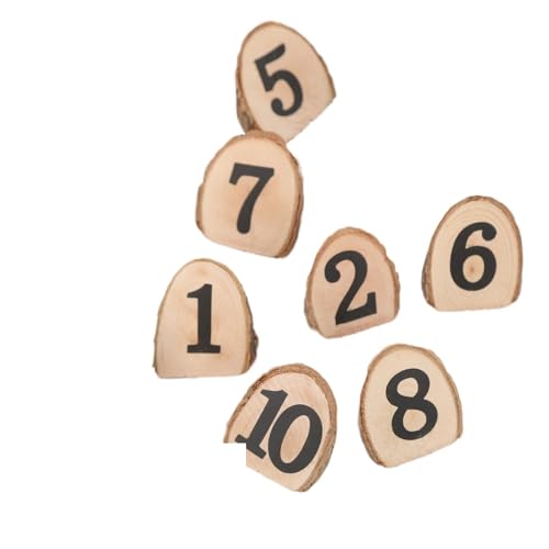 10 Stück/Set 1–10 Zahlen zum Aufhängen, Tischdekoration, rustikales Holz, kreativ (Standnummern-Set) von MDYTPT