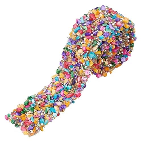 2 Yard 3,6 cm Kristall-Strass-Band, Hotfix-Band, bunt, künstlicher Edelstein, Perlen, zum Aufbügeln, Kettenverzierung von MDYTPT