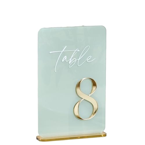 3D Gold Spiegel Hochzeit Tischschilder Bunte Zahlen mit Ständer (Tabelle 1-15) von MDYTPT