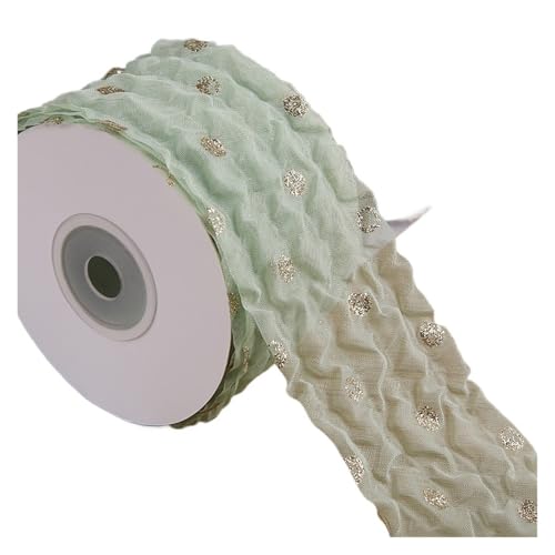 9,1 m, goldfarbene Punkte, bedruckt, gewellt, Chiffon, Schneegarn, Haarschleifen, DIY, Handwerk, handgefertigtes Zubehör (Farbe: 6) von MDYTPT