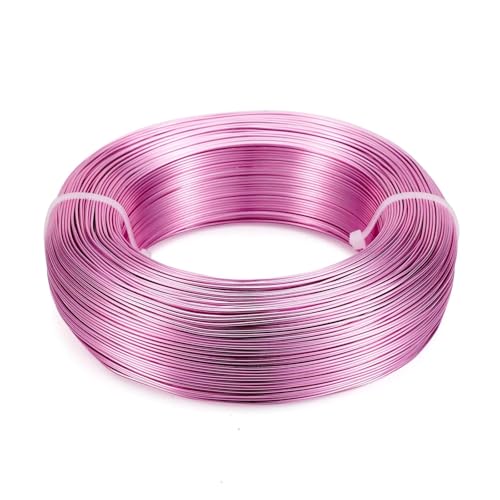 Aluminium-Basteldraht, 280 m/250 g, 0,5 ~ 0,6 mm, Aluminium-Metalldraht für selbstgemachte Halsketten, Armbänder, Schmuckherstellung, Schwarz/Gold/Silber, für DIY-Schmuckherstellung (Rosa) von MDYTPT