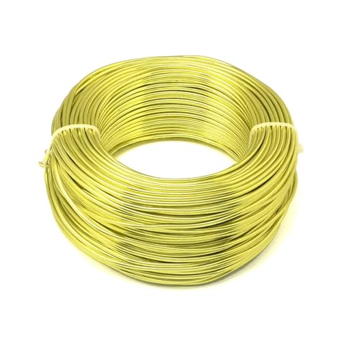 Aluminium-Basteldraht, 500 g, 0,8/1/1,5/2/3/3,5/4/5/6 mm, Aluminiumdraht, Schmuckzubehör für Schmuck, Basteln, Herstellung von Schmuck, Handwerk (grüngelb, 4,0 mm, ca. 16 m) von MDYTPT