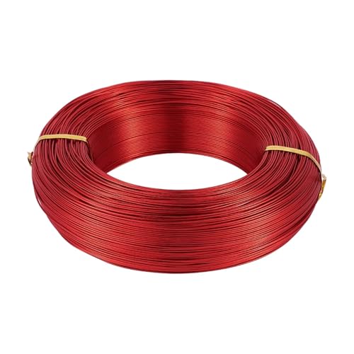 Aluminium-Basteldraht, 500 g, 0,8 / 1 / 1,5 / 2 / 3 / 3,5 / 4 / 5 / 6 mm, Aluminiumdraht, Schmuckzubehör für Schmuck, Basteln, für selbstgemachte Schmuckherstellung (rote Farbe, 1,5 mm, ca. 100 m) von MDYTPT