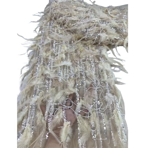 Federspitzenstoff, luxuriös, handgefertigt, Pailletten, Spitze, Tüll, 3D-Partykleid, Materialien (Farbe H) von MDYTPT