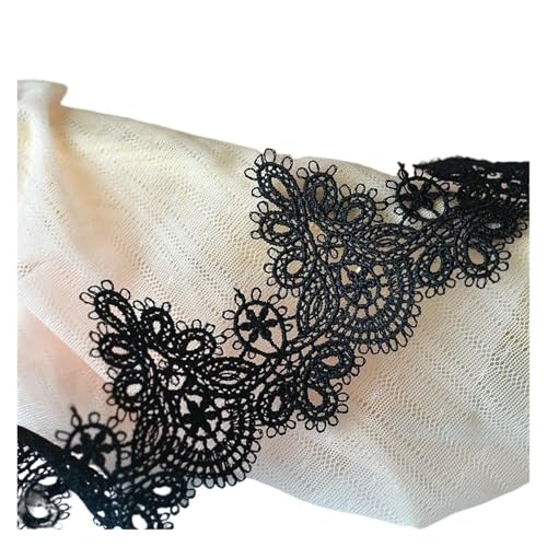 Goldfarbenes Spitzenstoffband, Metallic-Stickerei, Spitze zum Nähen, Kuchenfransen, Hochzeitskleid, 5,5 cm breit (schwarz), 2 m von MDYTPT