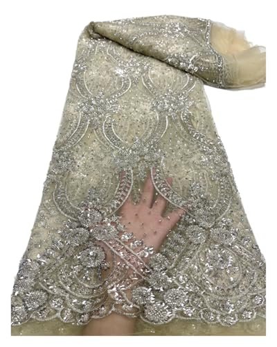 Hochzeit Party Tüll Luxus Pailletten Bestickte Stoffe Damen Strass Nähen Party Kleider Grün 4.5M Mesh Spitze Stoff (Farbe 6) von MDYTPT