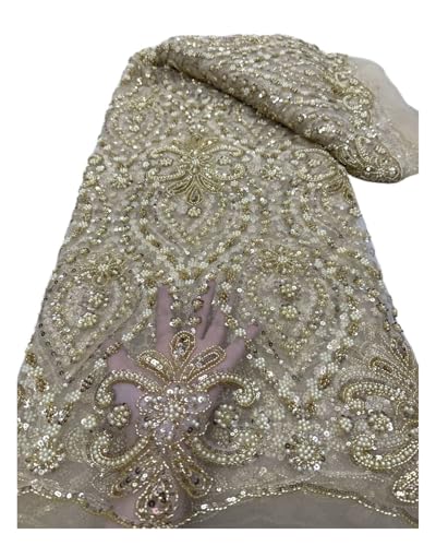 Hochzeits-Party-Tüll, luxuriöser Netzstoff, Spitze, Paillettenstoff, zum Nähen, Kleidung, Perlen, Tüll, Hochzeitskleider, Stickerei, Stoffe, Meterware, 4,5 m (Farbe 3) von MDYTPT