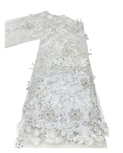 Hochzeits-Party-Tüll-Mesh-Spitzen-Paillettenstoff, zum Nähen, Kleidung, Perlen, Tüll, Hochzeitskleider, Stickerei, Stoffe, Meterware, Basteln, 4,5 m (Farbe 2) von MDYTPT