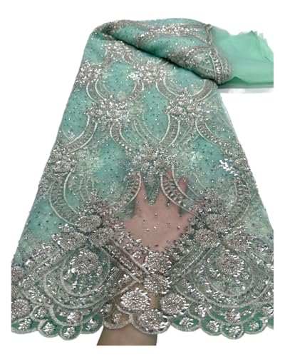 Hochzeitsfeier, luxuriöser Tüll, Stickerei, Pailletten für Damen, Nähen mit Strasssteinen, Partykleider, Grün, 4,5 m, Netz-Spitzenstoff (Farbe 1) von MDYTPT