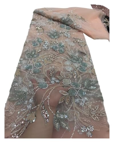 Luxuriöser Netzstoff für Hochzeitsfeiern, Tüll-Perlen, Spitzenstoff zum Nähen, Pailletten, Tüll, Hochzeitskleider, Stickerei, 4,5 m, Stoff pro Meter (Farbe 1) von MDYTPT