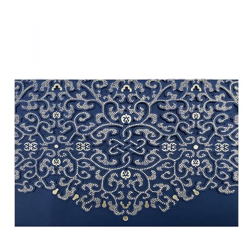 MDYTPT Elegante lasergeschnittene Hochzeitseinladungen für Brautgeschenke, Hochzeitseinladungen, Kartendruck, Verlobung, Party-Dekoration (blaue Tasche), 10 Stück von MDYTPT