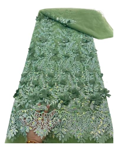 MDYTPT Hochzeitsfeier, luxuriöser 3D-Spitzenstoff, Tüll, Pailletten, Spitzenstoff, bestickte Applikation, Spitzenstoff für Kleider, Nähen (Farbe 03) von MDYTPT