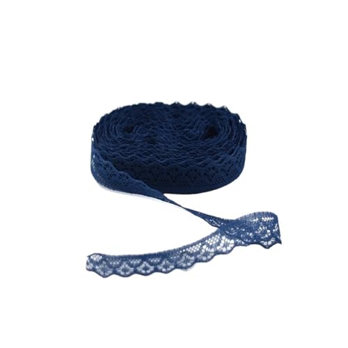 MDYTPT Spitzenband, 45,7 m, 14 mm breit, Spitzenstoff, weiße Baumwollspitze für Heimwerker, Nähen, Stickerei, Heimkleidung, Zubehör (dunkelblau) von MDYTPT